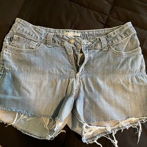 Light wash denim shorts